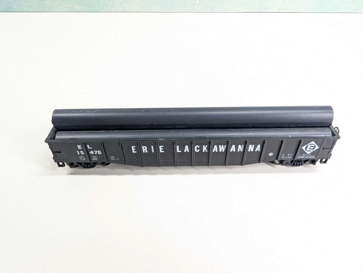 USED Athearn HO Scale 50' Gondola w/ Pipe Load Erie Lackawanna EL #15478 Metal Wheels