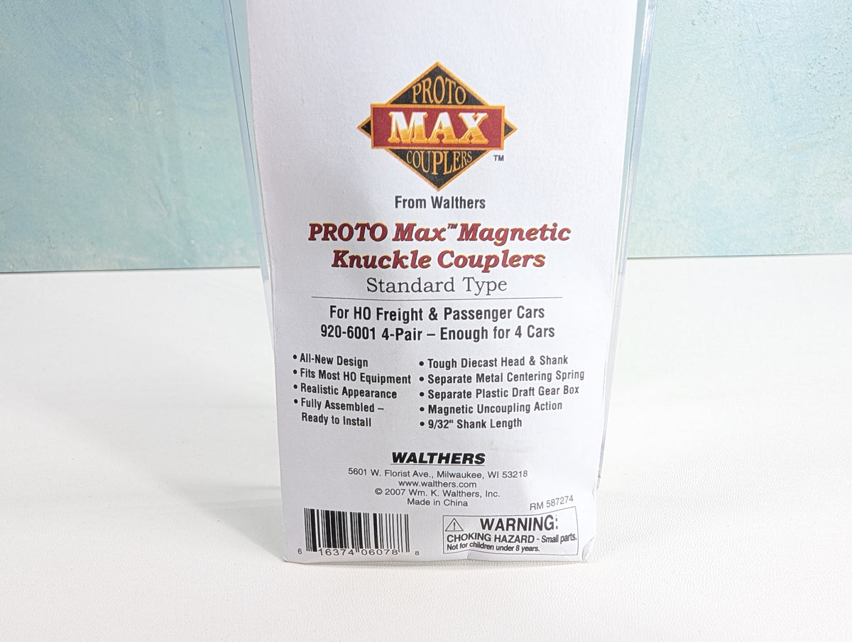 Walthers 920-6001 HO Scale Proto Max Magnetic Knuckle Couplers - Standard Type (8 pcs)