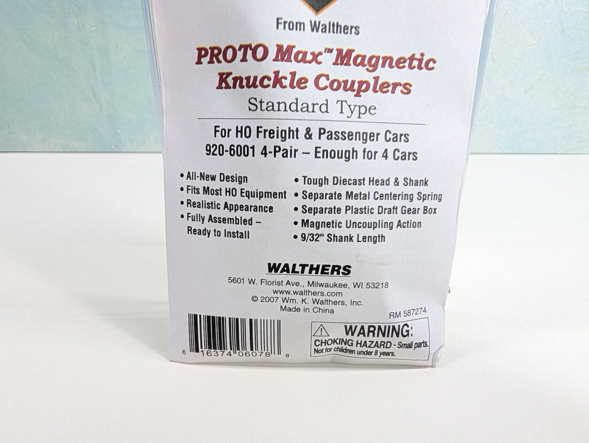Walthers 920-6001 HO Scale Proto Max Magnetic Knuckle Couplers - Standard Type (8 pcs)
