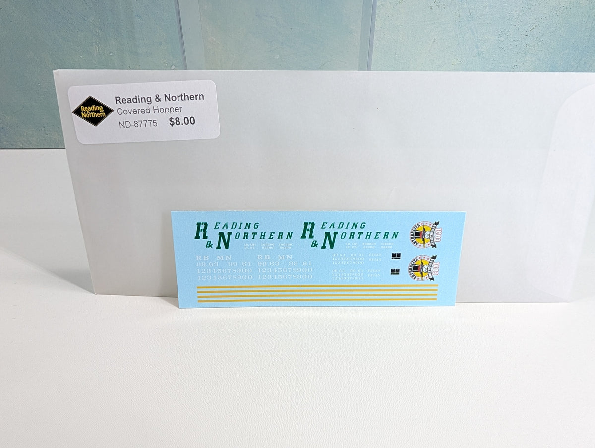 USED ND-87775 HO Scale Covered Hopper Decals Reading & Northern Aristocrat Coal