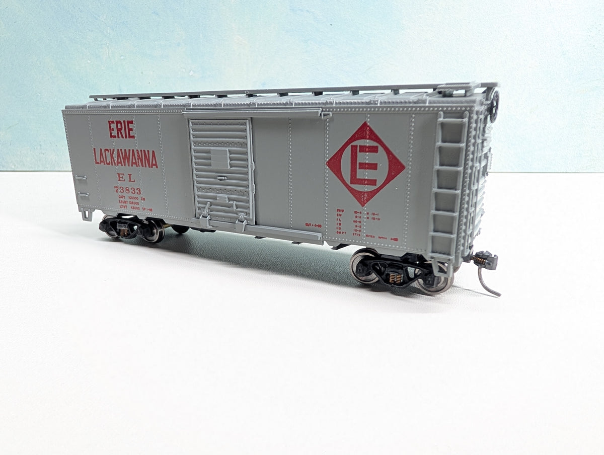 USED Athearn HO Scale 40' Box Car Erie Lackawanna EL #73833 Metal Wheels