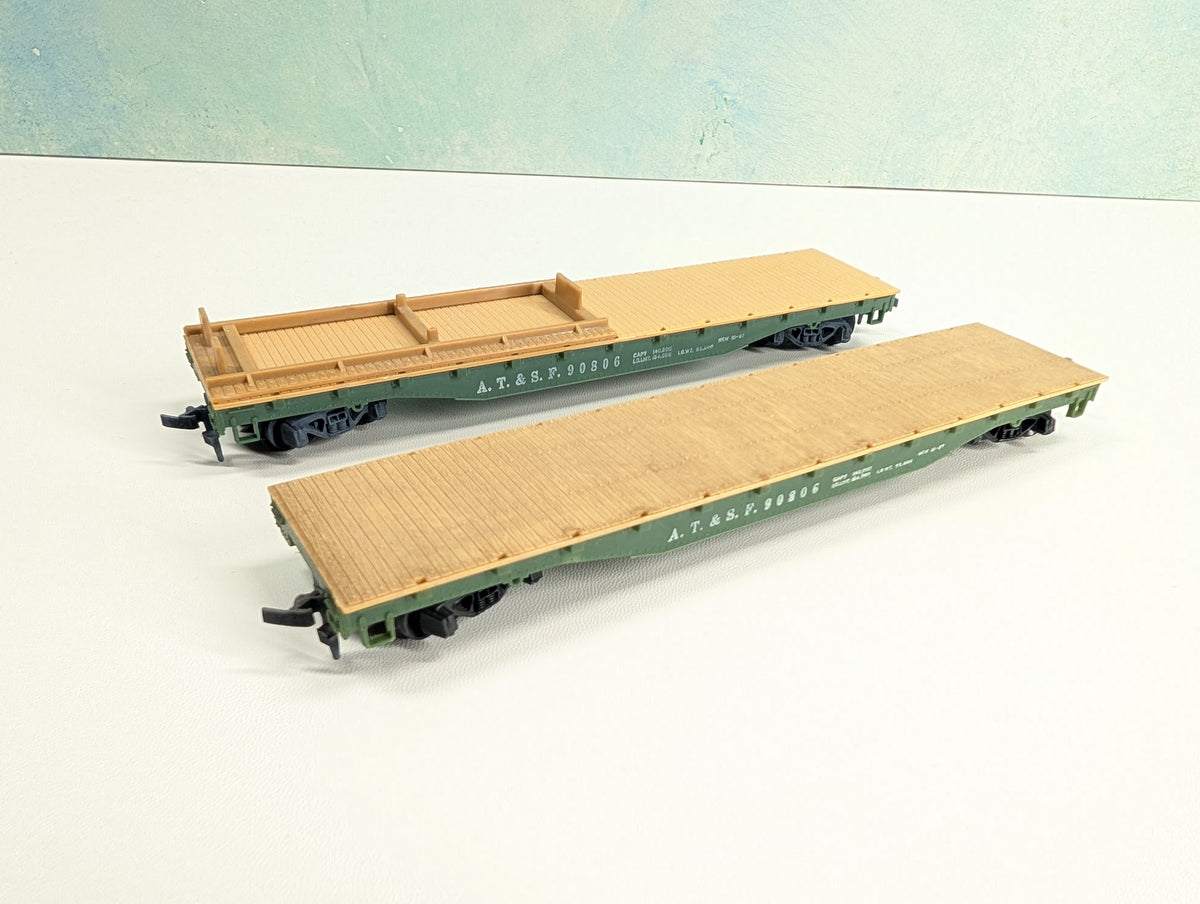 USED Mantua HO Scale Lot of 50' Flat Cars Santa Fe ATSF #90806 (2 pcs)