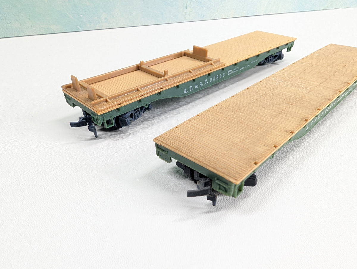 USED Mantua HO Scale Lot of 50' Flat Cars Santa Fe ATSF #90806 (2 pcs)