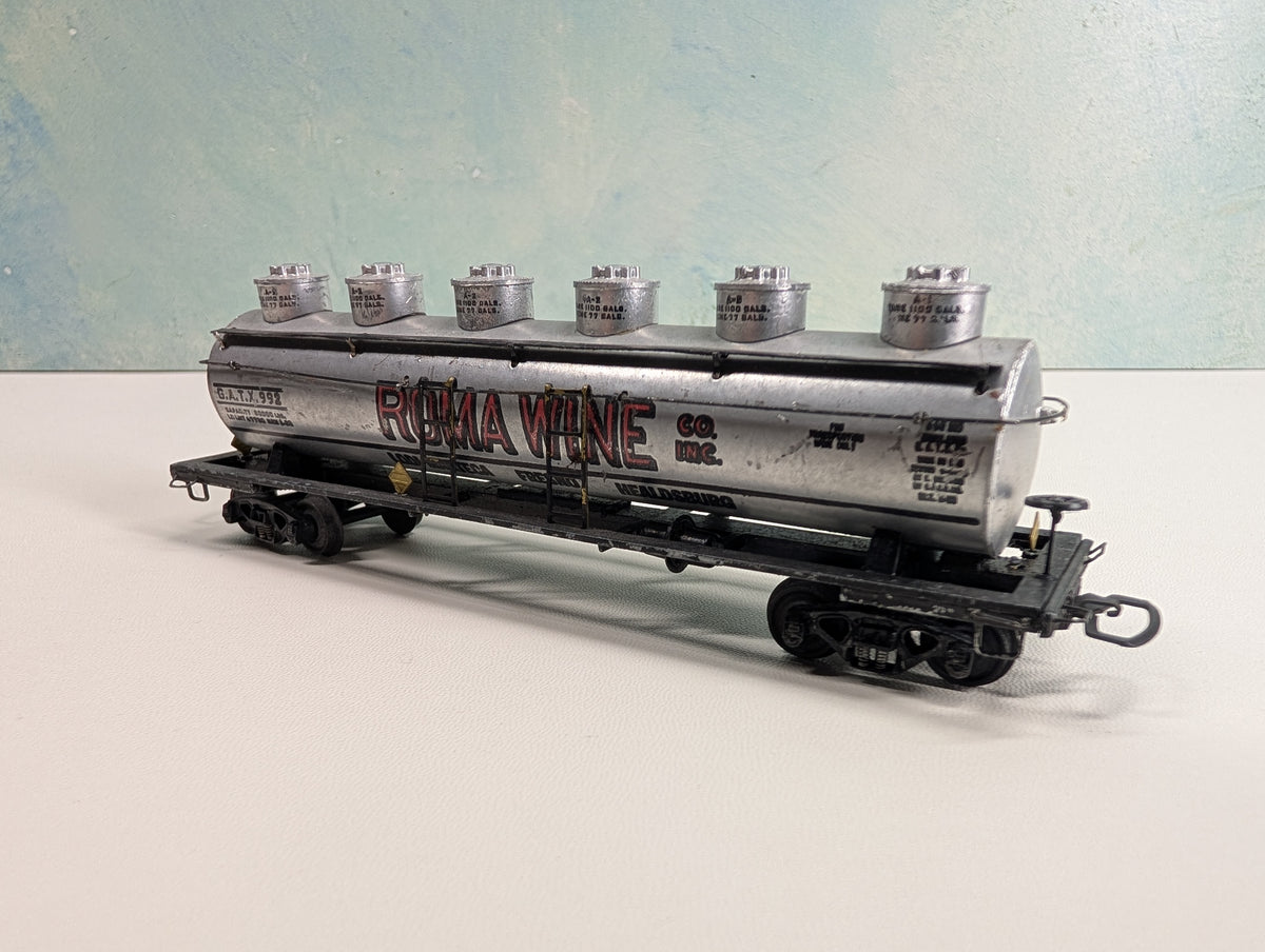USED Thomas HO Scale 6 Dome Tank Car Metal Roma Wine GATX #992