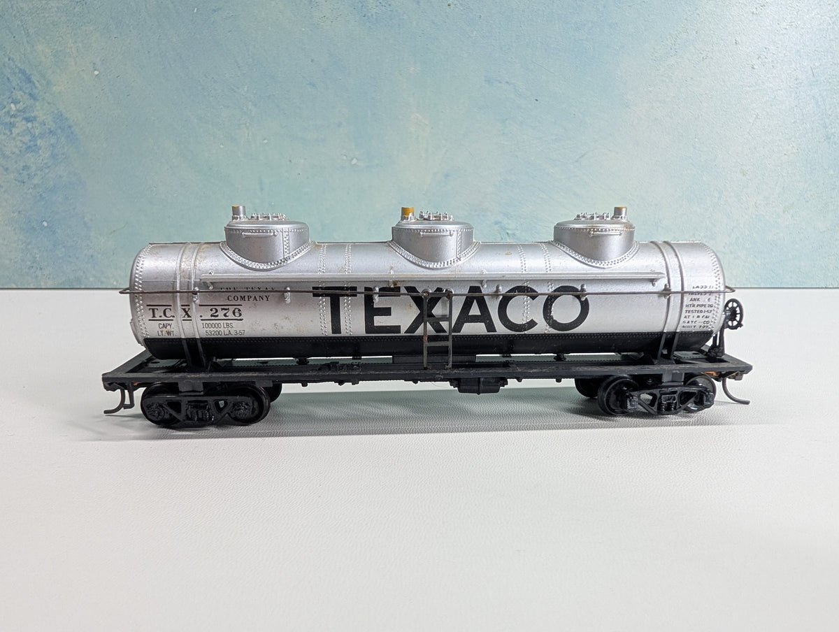 USED Athearn HO Scale Triple Dome Tank Car Texaco TCX #276 Metal Wheels