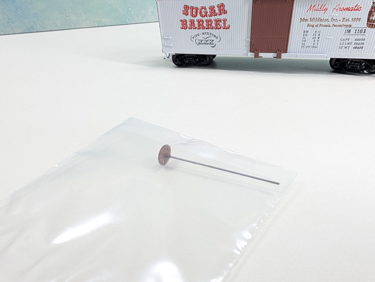 USED TRAIN MINIATURE HO Scale 40' Wood Box Car, Tobacco Series Sugar Barrel JM #1103 Metal Wheels