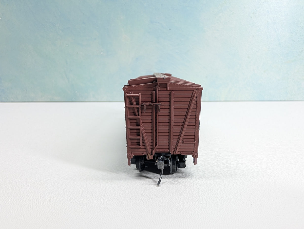 USED TRAIN MINIATURE HO Scale 40' Wood Box Car, Tobacco Series Sugar Barrel JM #1103 Metal Wheels