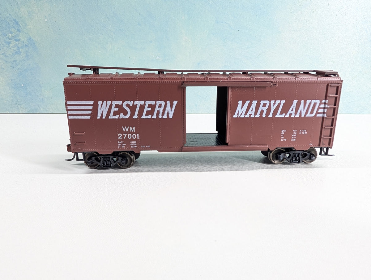 USED Roundhouse HO Scale 40' Box Car Western Maryland WM #27001 Metal Wheels