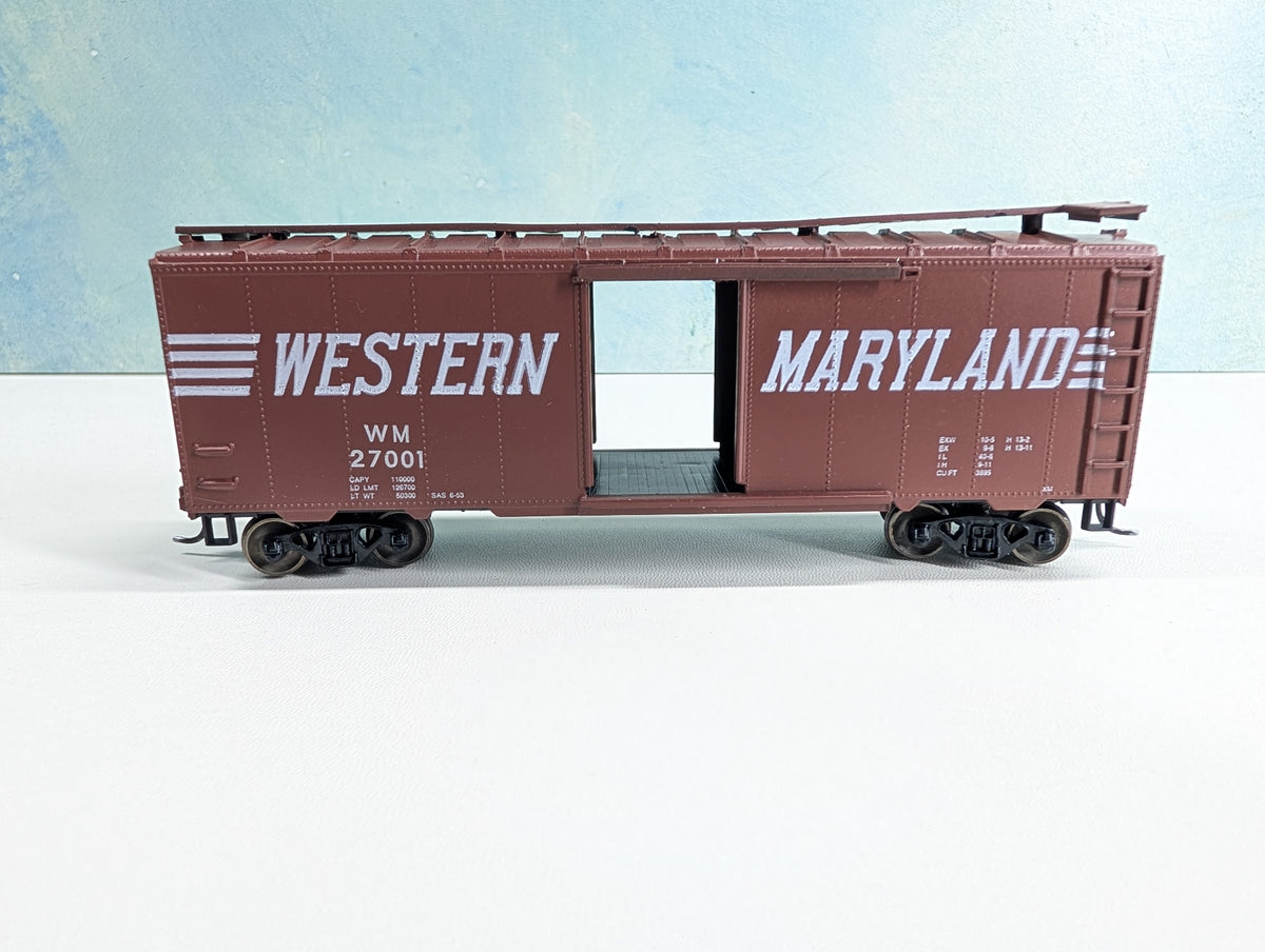 USED Roundhouse HO Scale 40' Box Car Western Maryland WM #27001 Metal Wheels