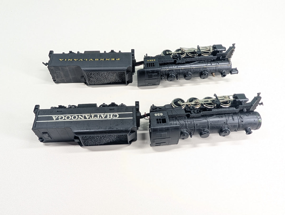 USED Tyco HO Scale Steam Locomotives, Chattanooga & Pennsylvania Parts/Repairs DC (2 pcs)