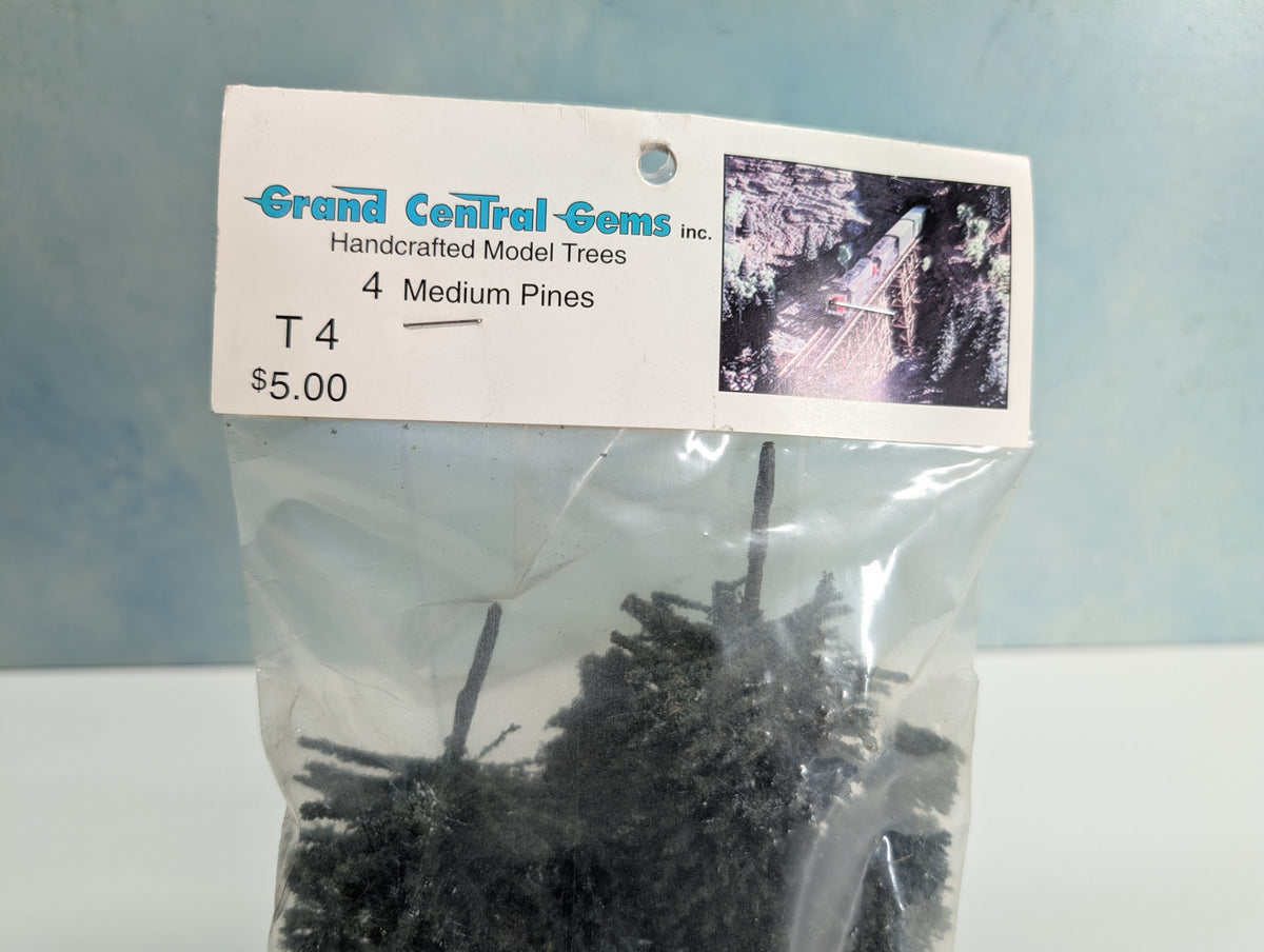 Grand Central Gems T4 HO Scale 4 Medium Pine Trees