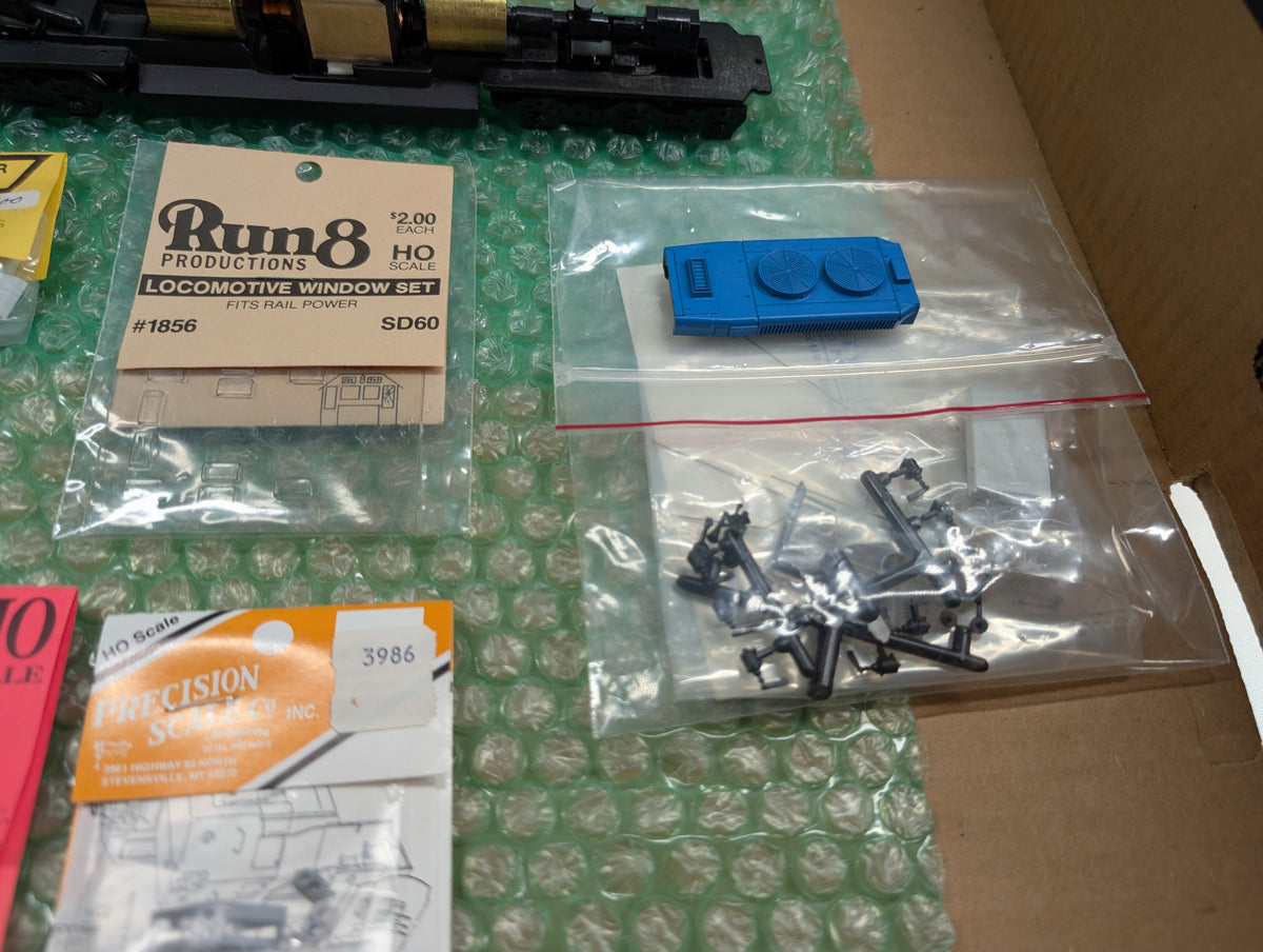 USED Rail Power Products HO Scale Lot of SD60M Shell, Chassis & Other Various SD Locomotive Details Parts