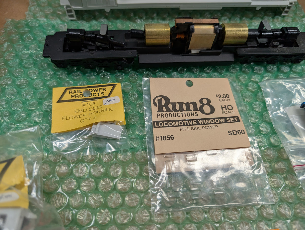 USED Rail Power Products HO Scale Lot of SD60M Shell, Chassis & Other Various SD Locomotive Details Parts