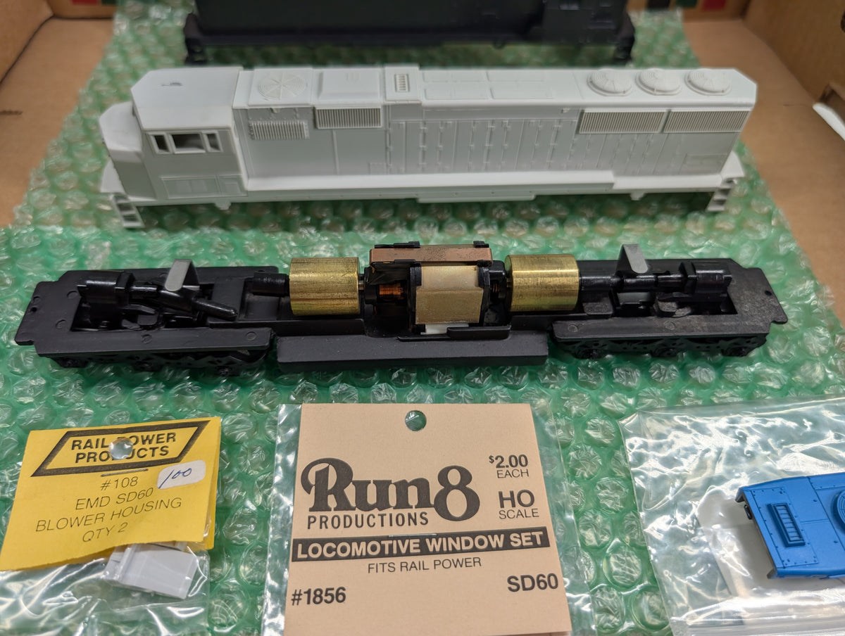 USED Rail Power Products HO Scale Lot of SD60M Shell, Chassis & Other Various SD Locomotive Details Parts