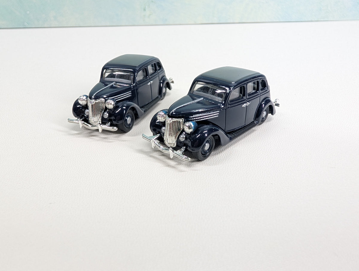 USED Classic Metal Works HO Scale '36 Ford ForDor, Dark Navy Blue (2 pcs)