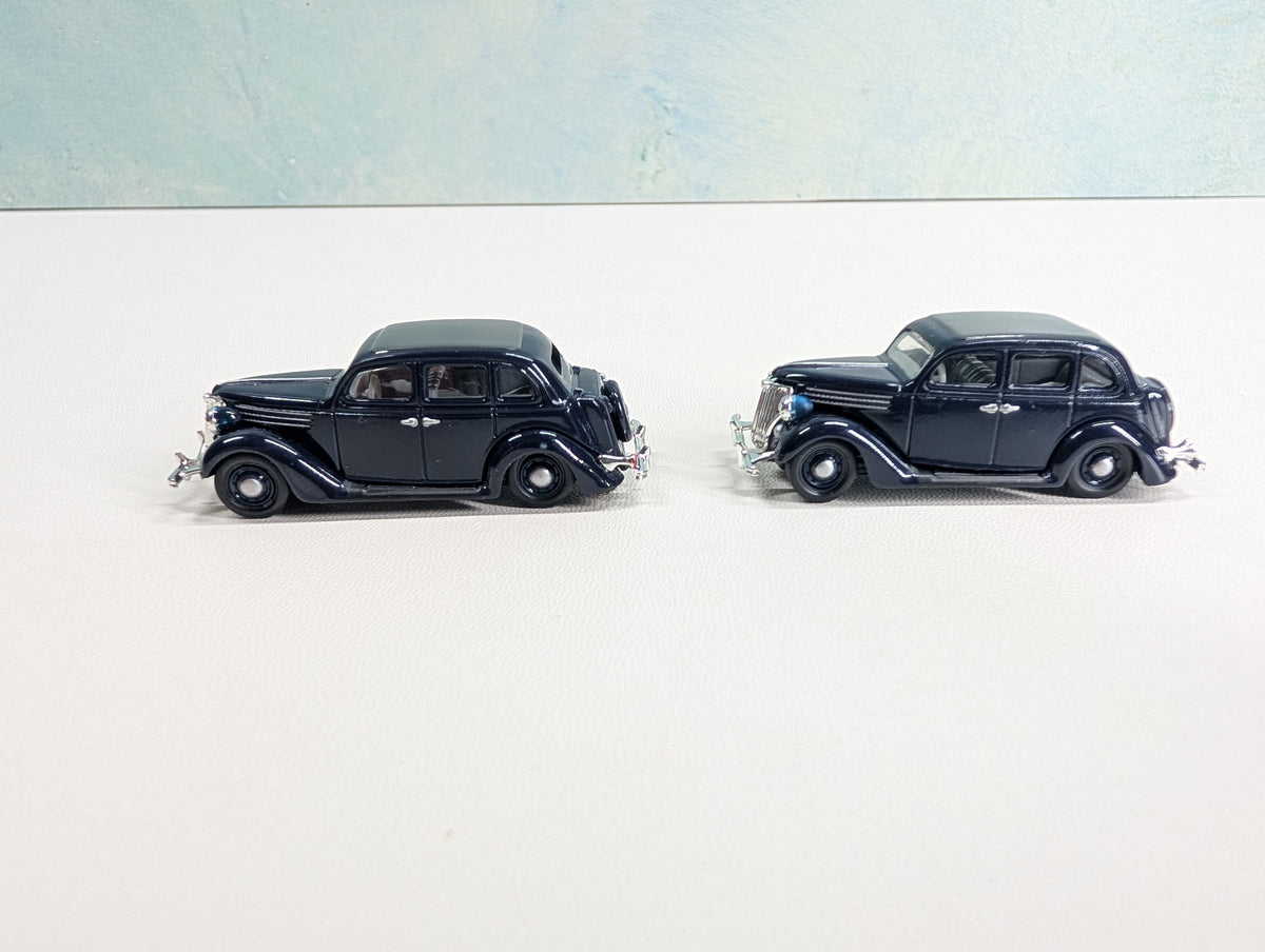 USED Classic Metal Works HO Scale '36 Ford ForDor, Dark Navy Blue (2 pcs)
