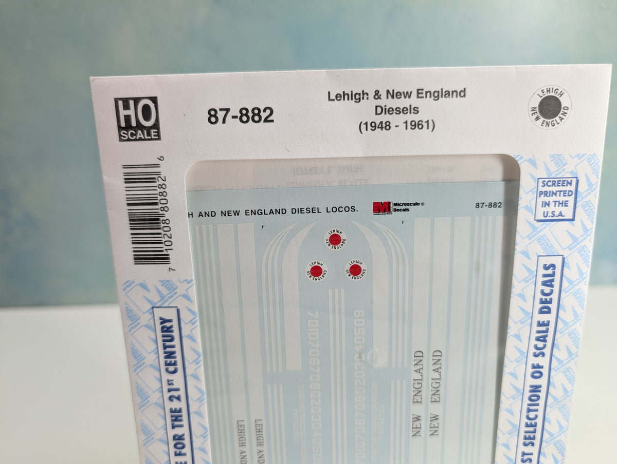 USED MICROSCALE 87-882 HO Scale Lehigh & New England Diesels 1948-61 Decals