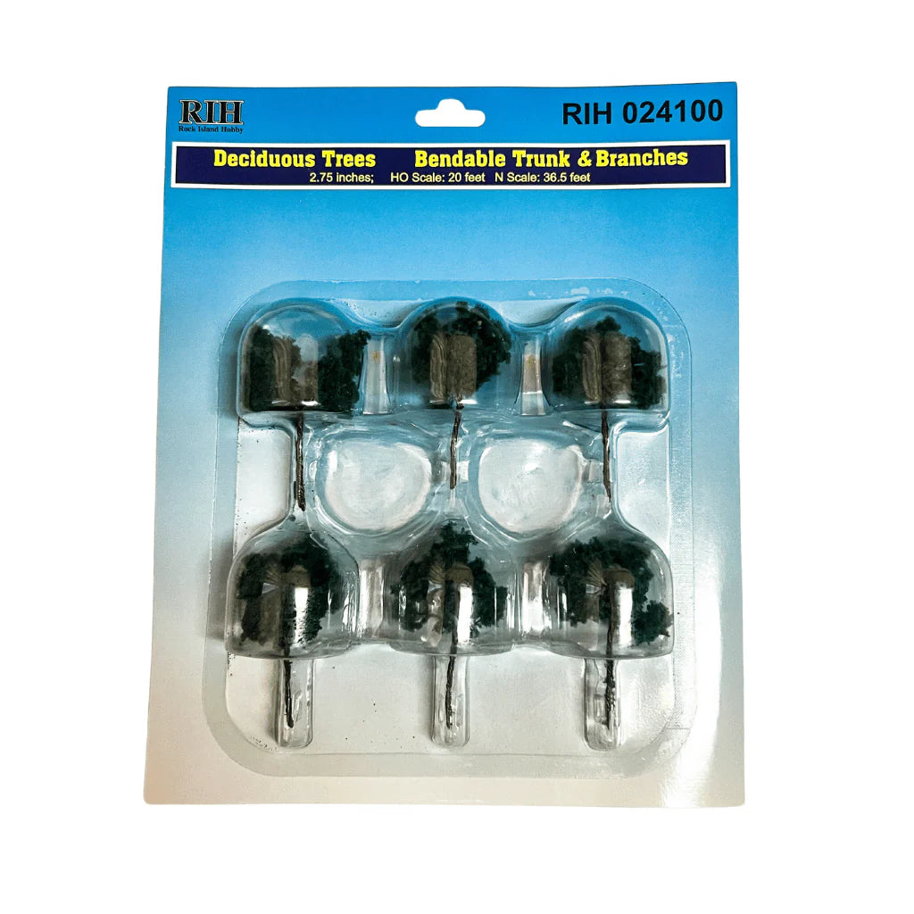 Rock Island Hobby 24100 Multi Scale Deciduous Trees 2.75" 6 Pc.