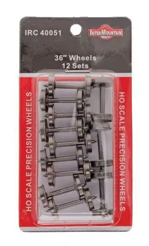 Intermountain 40051 HO Scale 36" All Brass Insulated Wheel Sets (12 pcs)