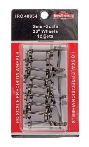 Intermountain 40054 HO Scale 36" Semi-Scale All Brass Insulated Wheel Sets (12 pcs)