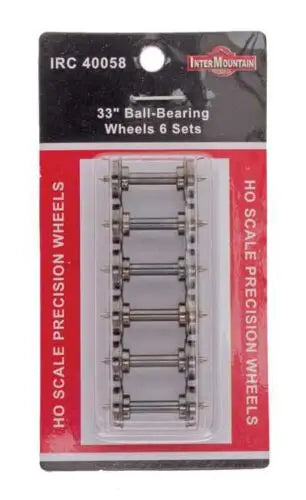 Intermountain 40058 HO Scale 33" Blackened Brass Ball Bearing Insulated Wheel Sets (6 pcs)