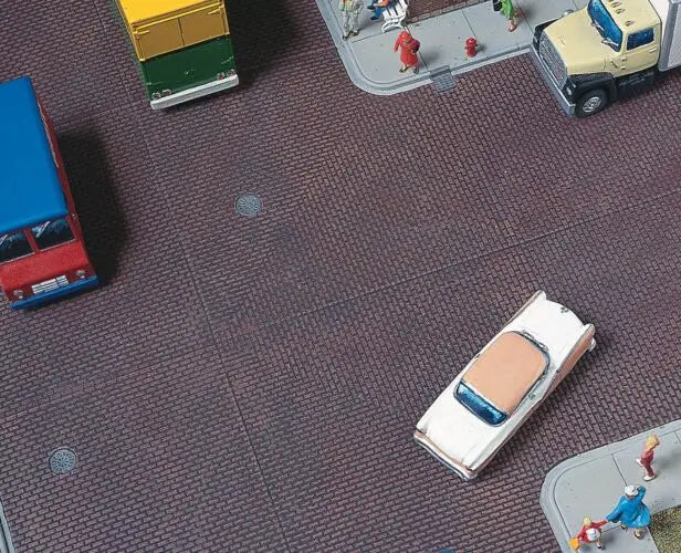 Walthers Cornerstone 933-3156 HO Scale Brick Street System, Straight Section with Accessories KIT