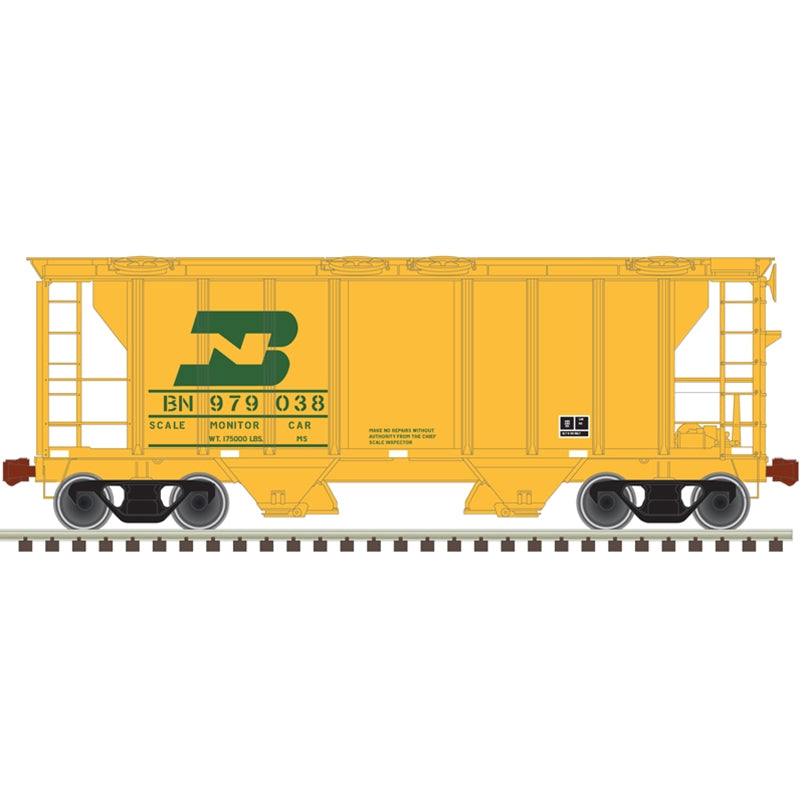 Atlas Trainman 20006594 HO Scale, PS-2 Covered Hopper, Burlington Northern #979038, Scale Monitor Car
