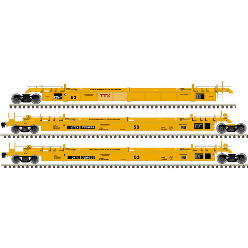 Atlas Master 20006627 HO Scale, Thrall 53' Articulated Well Car Set, TTX DTTX #728475, Forward Thinking Small Logo