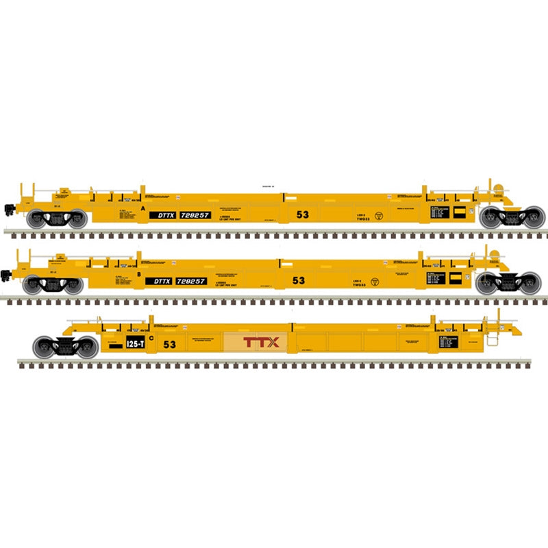 Atlas Master 20006629 HO Scale, Thrall 53' Articulated Well Car Set, TTX DTTX #728257, Forward Thinking Large Logo