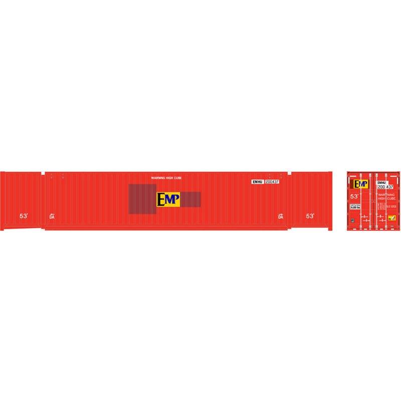 Atlas 20006663 HO Scale, 53' Jindo Container, EMP EX-HUB SET #1 200437, 200456, 200471 (ORANGE/YELLOW)