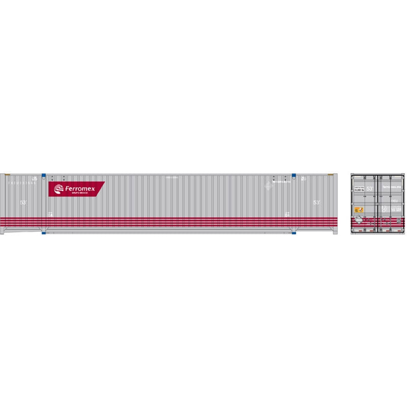 Atlas 20006668 HO Scale, 53' Jindo Container, Ferromex SET #2 232603, 232618, 232624 (GRAY/RED)