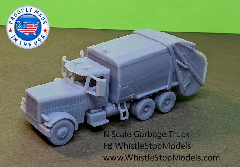 Whistle Stop Models N3014 N Scale Garbage Truck, Resin 3D Printed, Highly Detailed