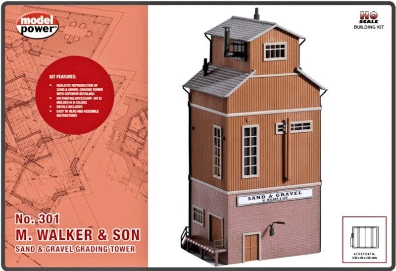 Model Power 301 HO Scale Walker & Son Sand and Gravel Grading Tower KIT