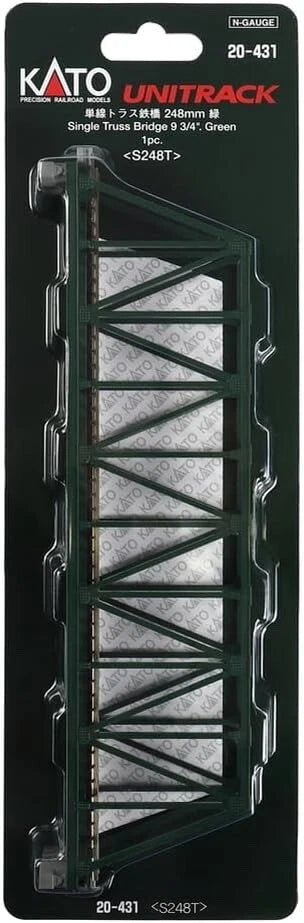 KATO 20-431 N Scale Unitrack Single-Track Truss Bridge Green, 9-3/4", 248mm