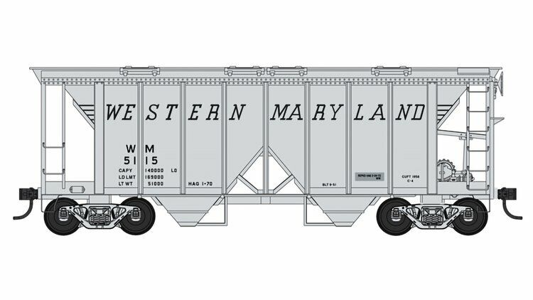 Bowser 42779 HO Scale, 70 Ton Covered Hopper, Western Maryland #5136, Blt 9-51 Repack 2-72