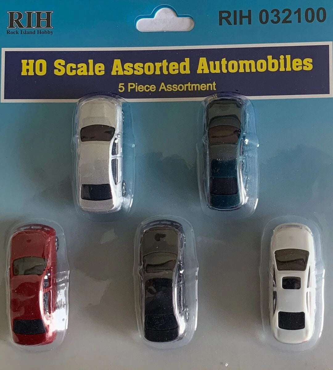 Rock Island Hobby 32100 HO Scale Assorted Automobiles, 5pcs