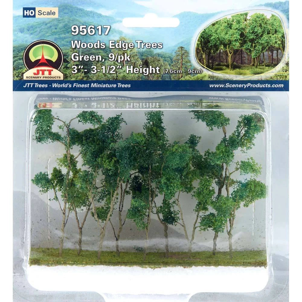 JTT 95617 MULTI Scale 3" - 3.5" Wood's Edge Trees Green (9 pcs)