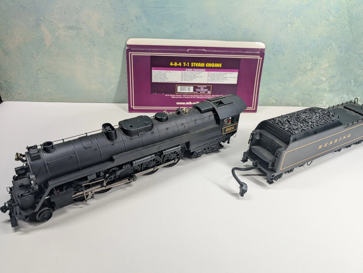 USED MTH Premier 20-3130-1 O 4-8-4 T-1 Steam Locomotive Reading #2124 3 Rail Proto-Sound 2.0