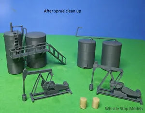 Whistle Stop Models N7004 N Scale Small Oil Field Scene, Resin 3D Printed, Highly Detailed