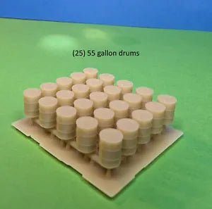 Whistle Stop Models HO1007 HO Scale 55 Gallon Barrels, Drums, 3D Printed, Highly Detailed (25 pcs)