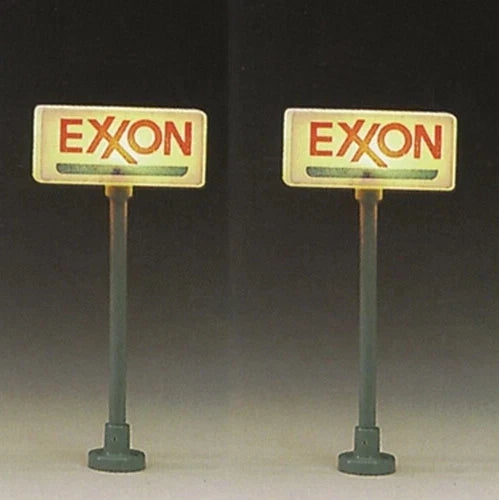 Model Power 705 HO Scale Lighted Gas Station Signs Exxon (2 pcs)