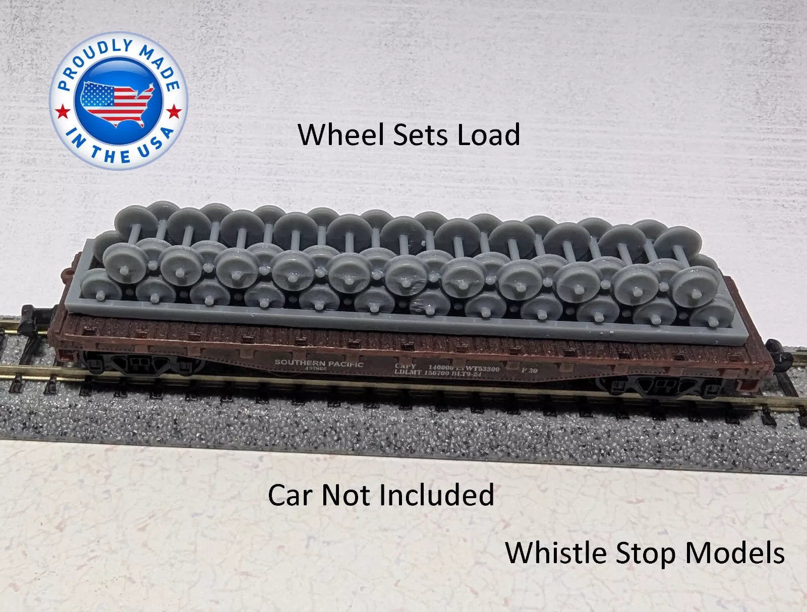 Whistle Stop Models N9009 N Scale Wheel Set Flat Car Load, Resin 3D Printed, Highly Detailed