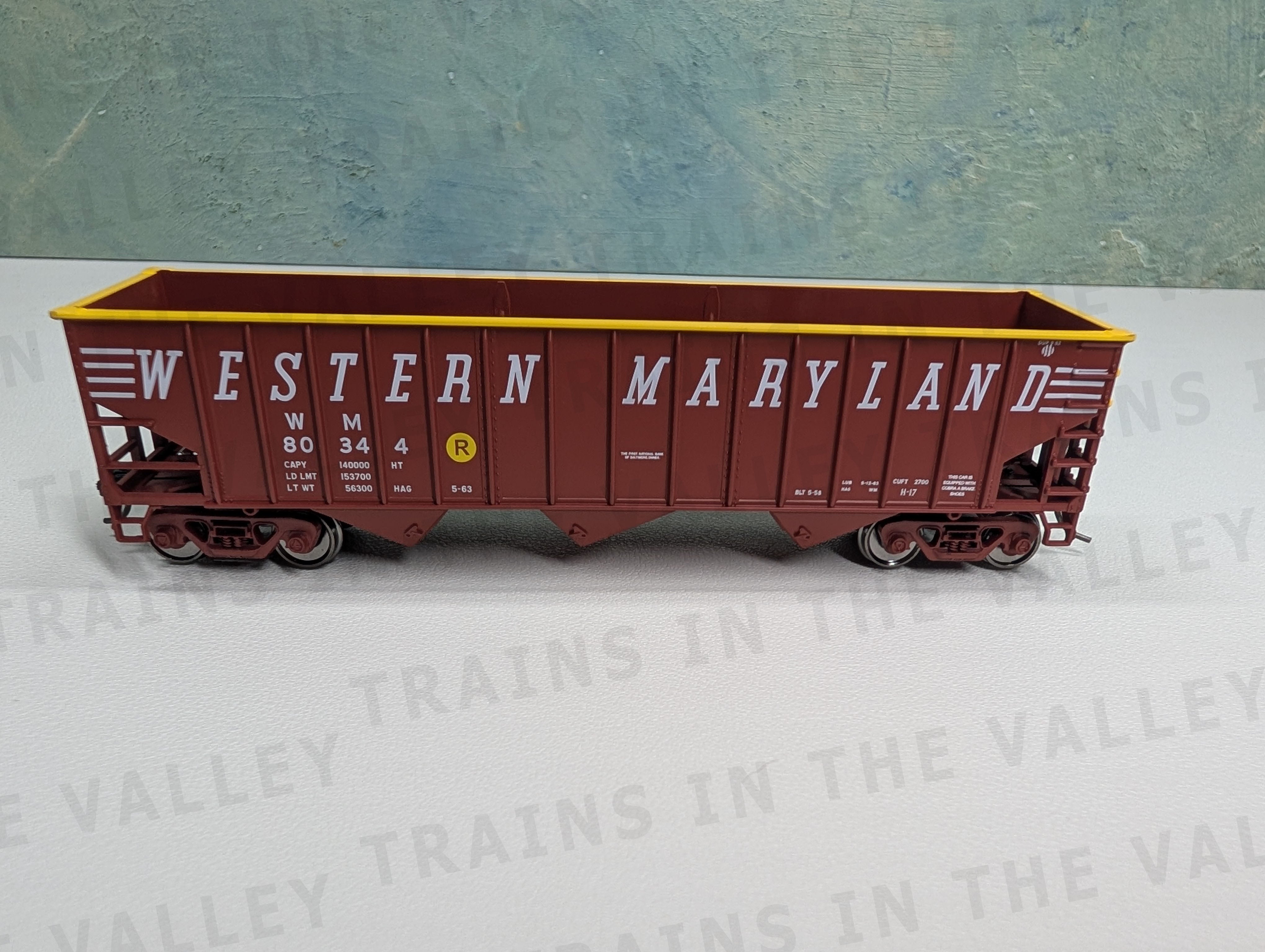 Bowser 43493 HO Scale 70 Ton 14 Panel Hopper Western Maryland WM #80344